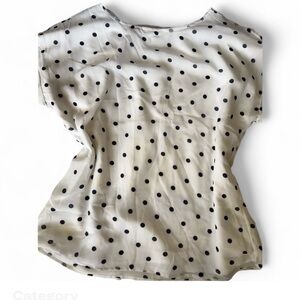 White with navy Polka Dot Sheer Blouse by Tahari